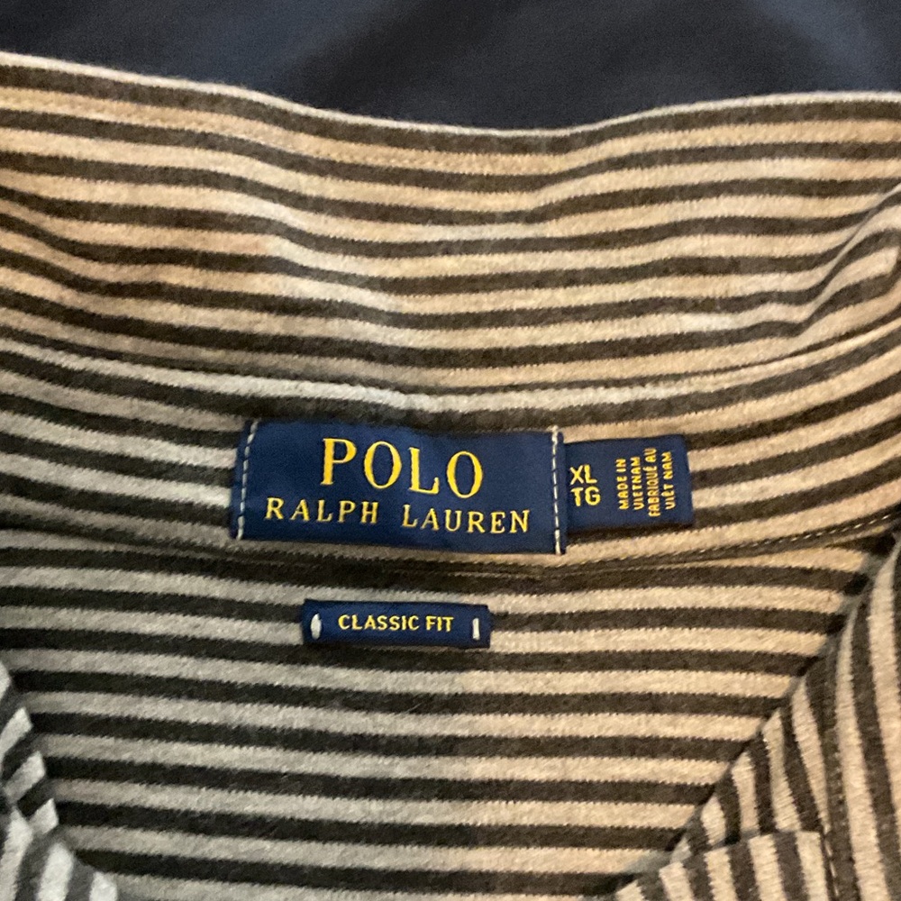 Polo by Ralph Lauren Gray and White Striped Shirt